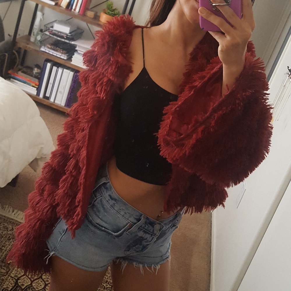 BELL SLEEVE FURRY JACKET